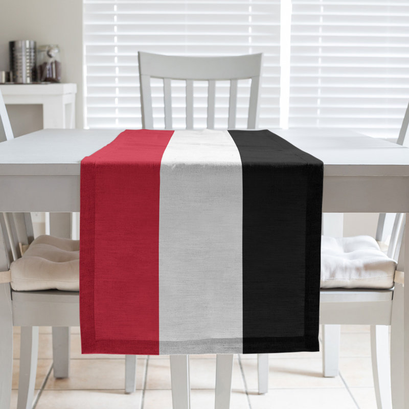 Boston Table Runner, 72" x 16", Cotton Blend, Washington,Red/White/Black