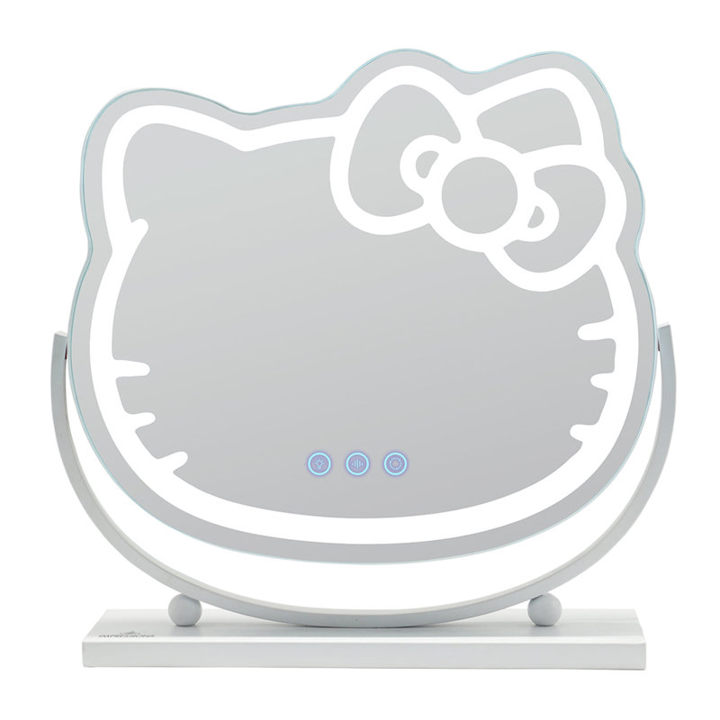 Hello Kitty Kawaii Lighted Makeup Mirror with Adjustable Tilt and Sturdy Metal Base, Lighting Change Button
