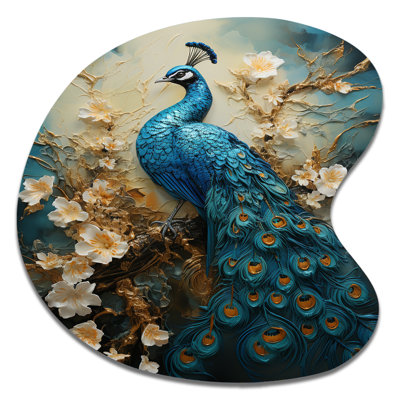 Thamim - Peacock Drop Shape Irregular Metal Wall Decor