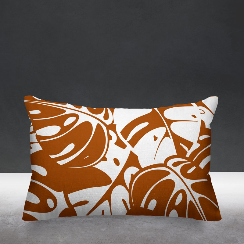  Housse et insert de coussin pour l'extérieur Tropical Leafs, Orange brûlé