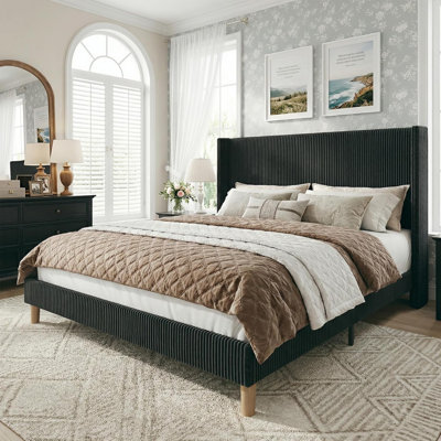 Upholstered Bed Frame With Tall Headboard