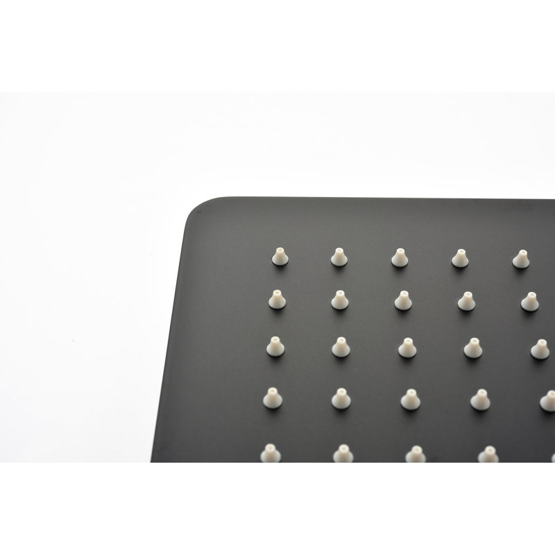 Ceiling Mounted Shower In Matte Black. Brass 16" Head. Offers Natural Rainfall Experience. Self-Cleaning Nozzle Keeps Water Outlet Clear. Compatible With American Standard Pipe. 14.76" X 6.24", 11.81