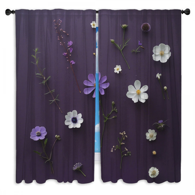  Rideaux de fenêtre à motif floral blanc et obscurcissant - 2 panneaux, 40in x 60in - 2 panels, Obscurcissement de chambre