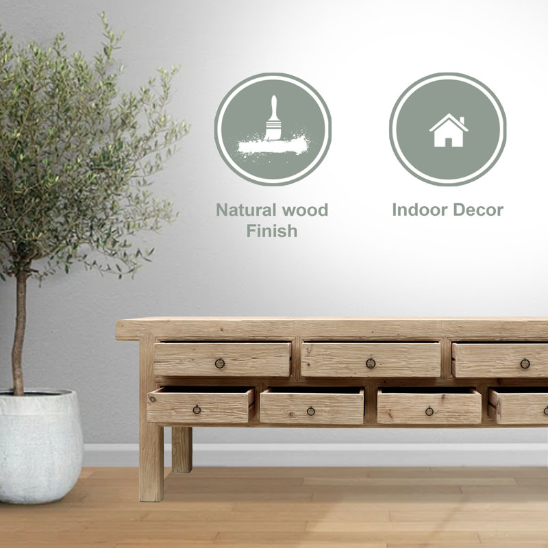 Capri Solid Wood Sideboard, Brown, 35"H x 98"W x 19.7"D