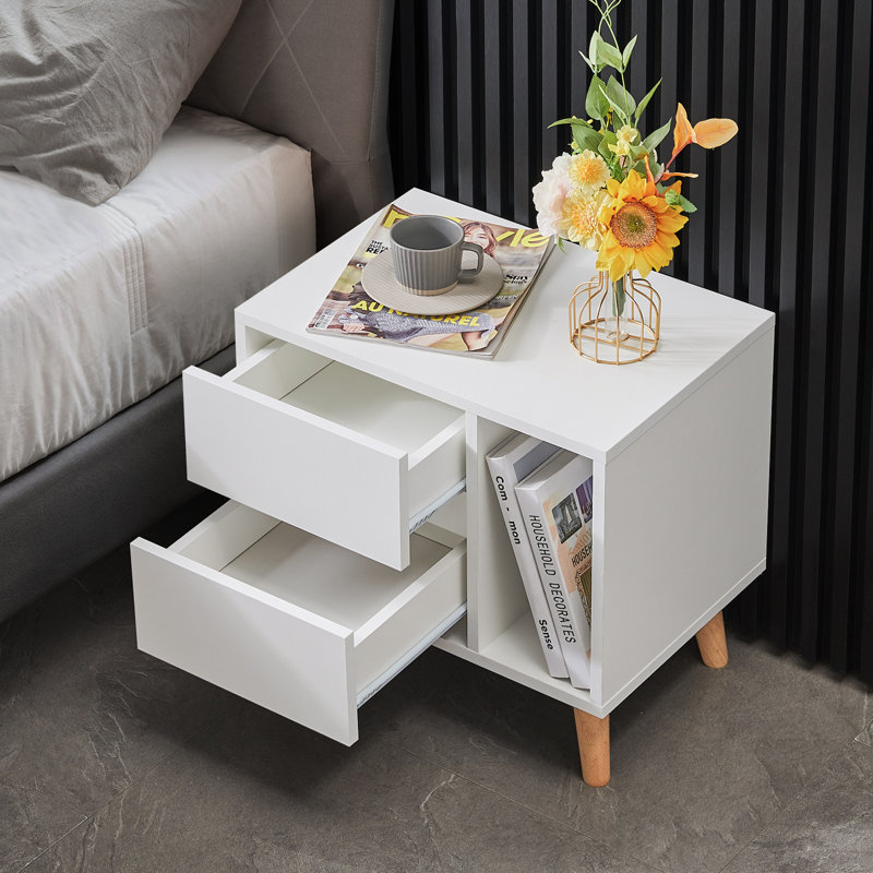 Caelo 45cm W Bedside Table, White