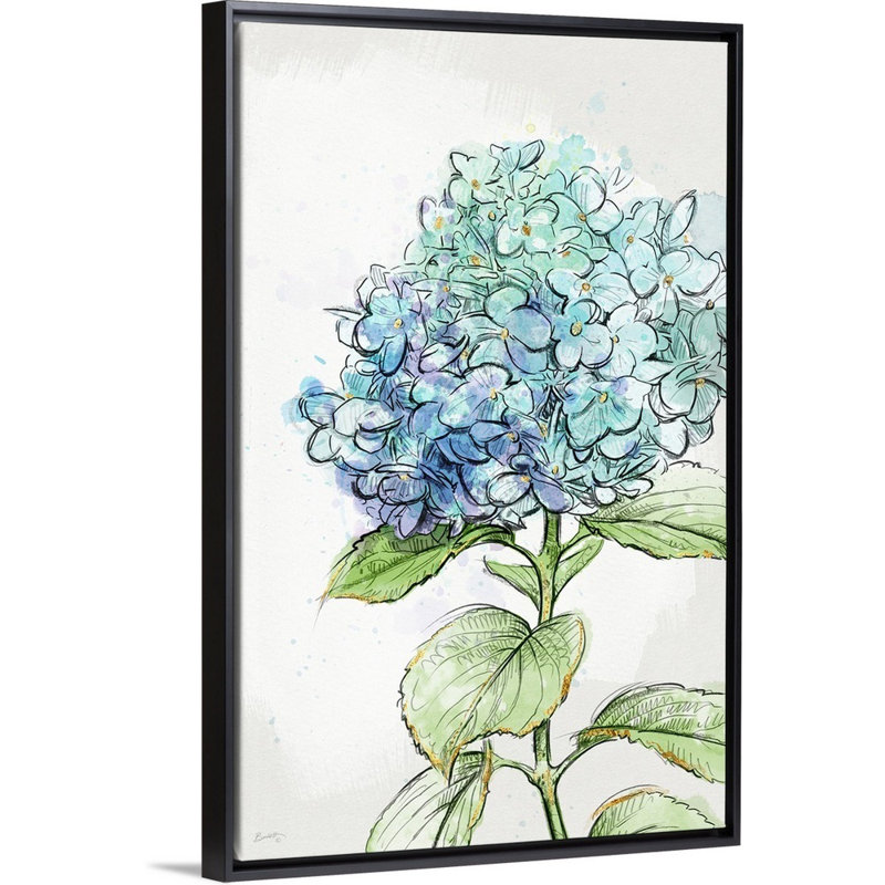 " Hydrangea Study " by Chad Barrett Painting Print, 30" H x 20" W x 1.75" D, Black Framed Canvas
