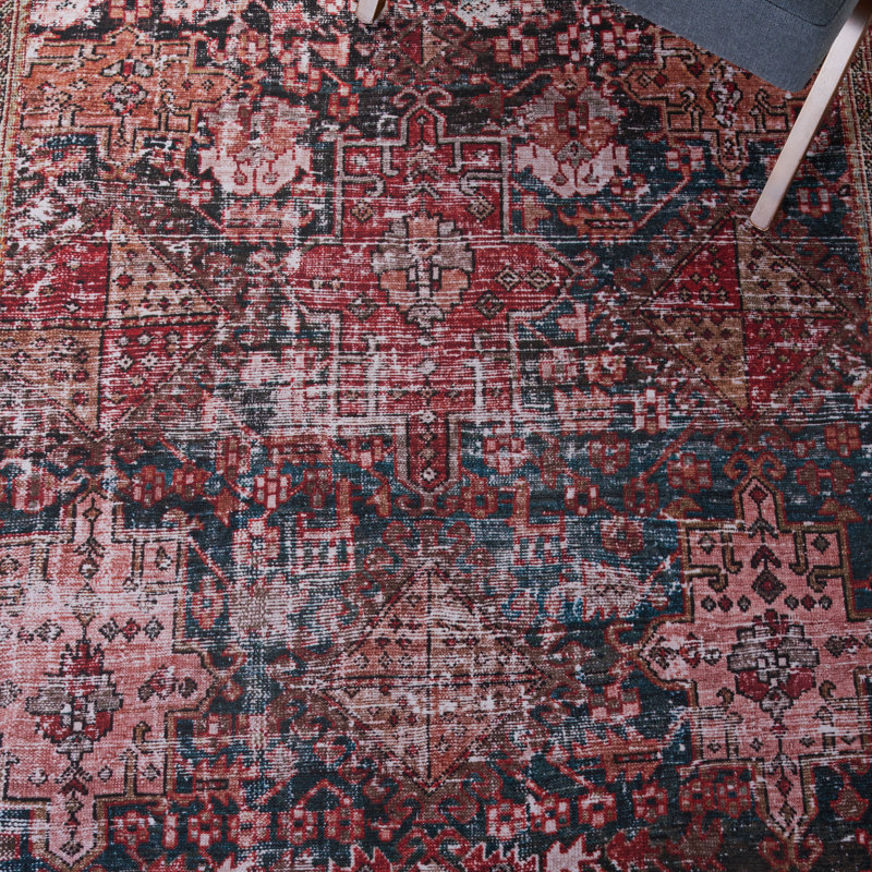 Pashen Performance Machine Washable Oriental Rug, Round 5'