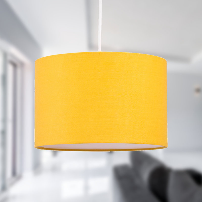 16cm H Cotton Drum Pendant Shade ( Uno ), Ochre