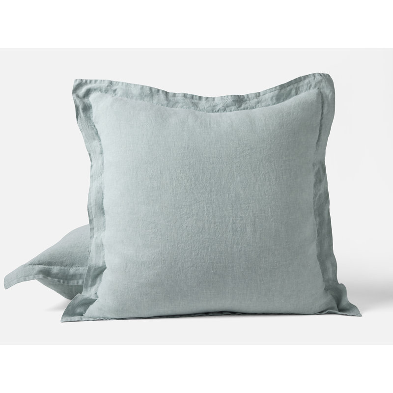 Coyuchi Organic Relaxed Linen Sham, Euro, Pacific Blue Chambray