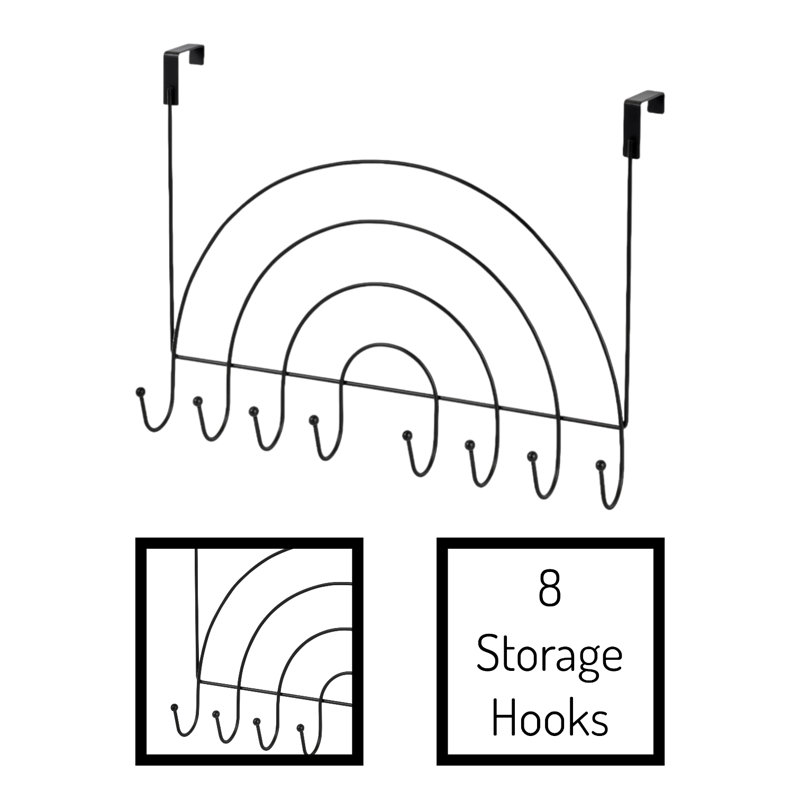 Rainbows Over Door Storage Hooks, Matte Black