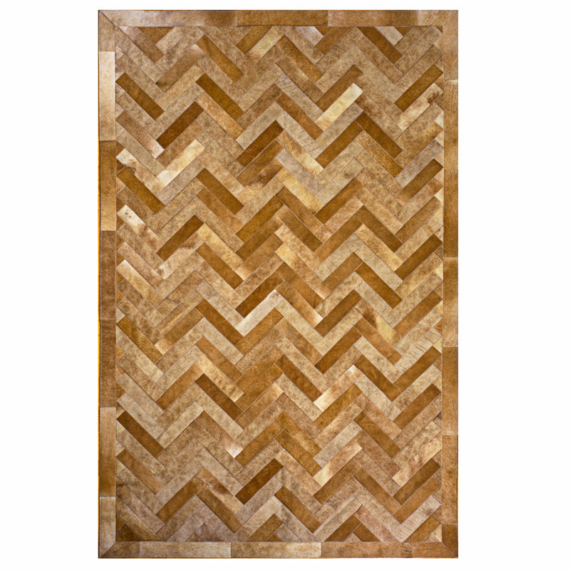 Plutus Cowhide Chevron Area Rug, Rectangle 12' x 15'