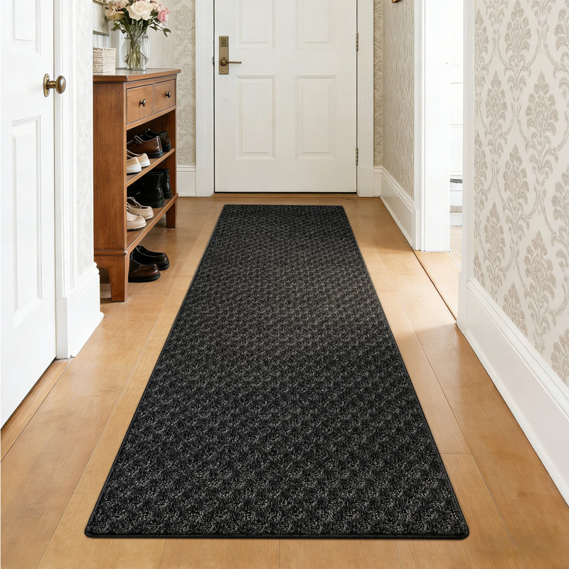 Tapis de couloir noir 2 pi x 6 pi, Mini treillis noir diamant
