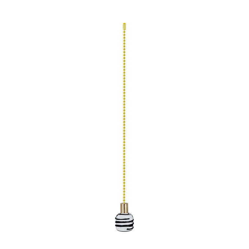 Aspen Creative 20508-11, 12" Clear With Black Line Glass Knob With Pull Chain In Copper