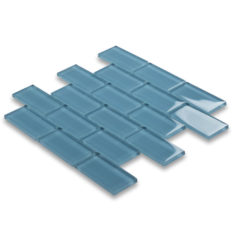12" x 12" Marble Brick Joint Mosaic Wall & Floor Tile, Blue