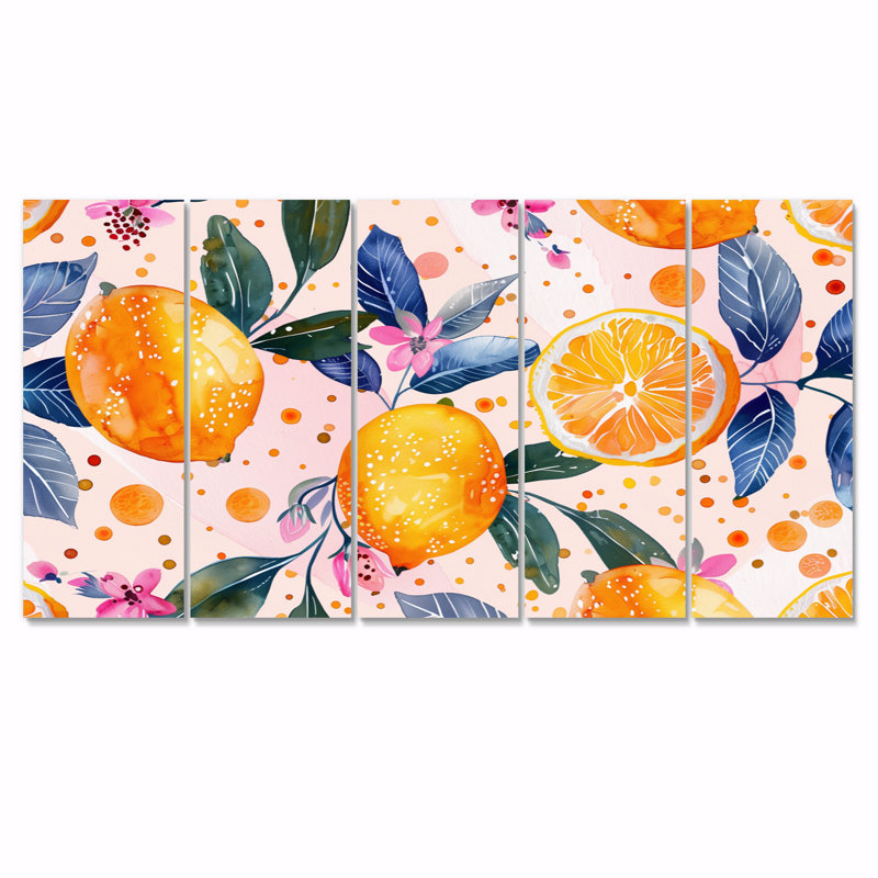 «Yellow Yellow Floral Orange Trees II», ensemble de reproductions d'art mural, H 28 po x l 60 po