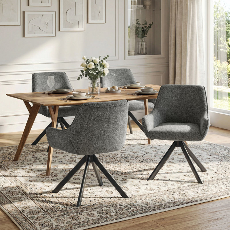 Gefjun 46cm H Upholstered Metal Upholstered Back Armchair, Grey Chenille