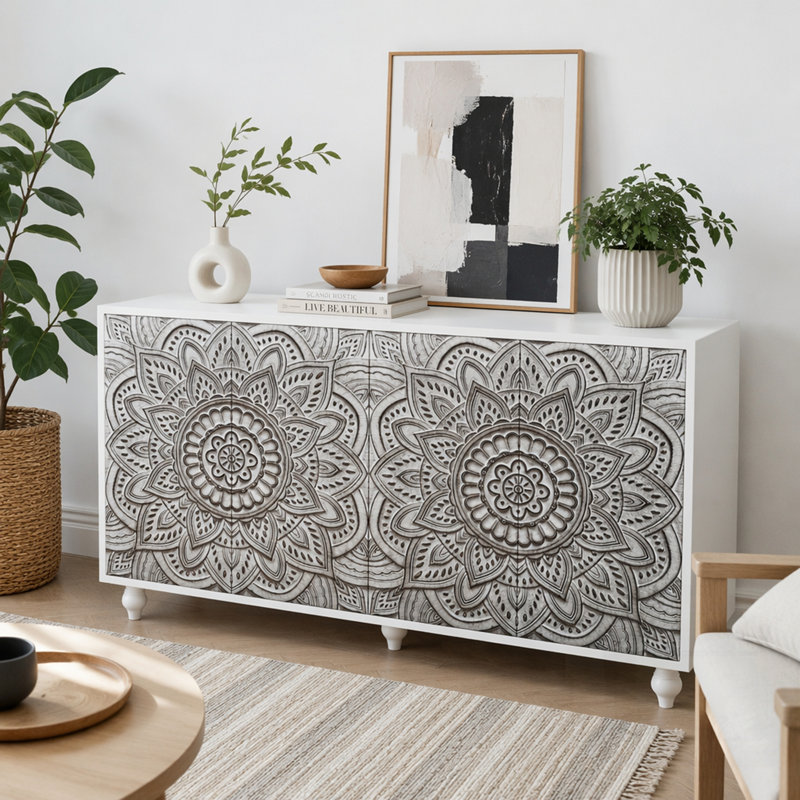 Buffet Boho Mandala 3D, Blanc