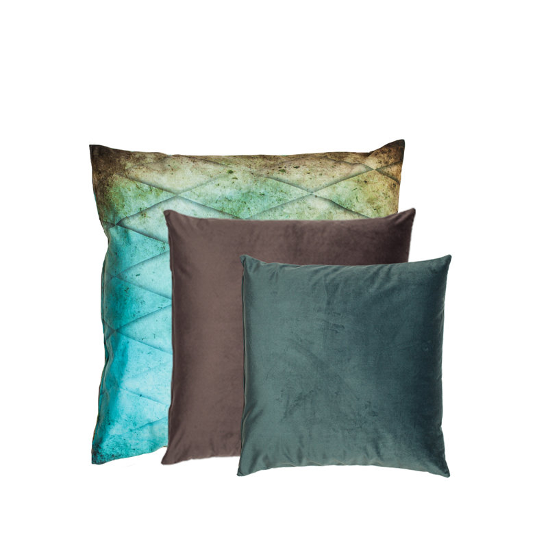 Danby Geometric Square Cushion, Brown/Turquoise