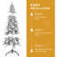 Arbre de Noël en forme de pe 7,5 pi, 1424 pointes, conception mince, support en métal stable, branches réalistes à charnières hivernales, esthétique enneigée