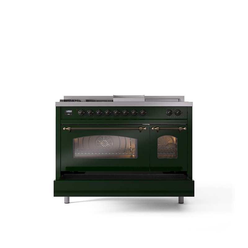 ILVE Nostalgie II 48 Dual Fuel Range, Emerald Green/Bronze, Natural Gas