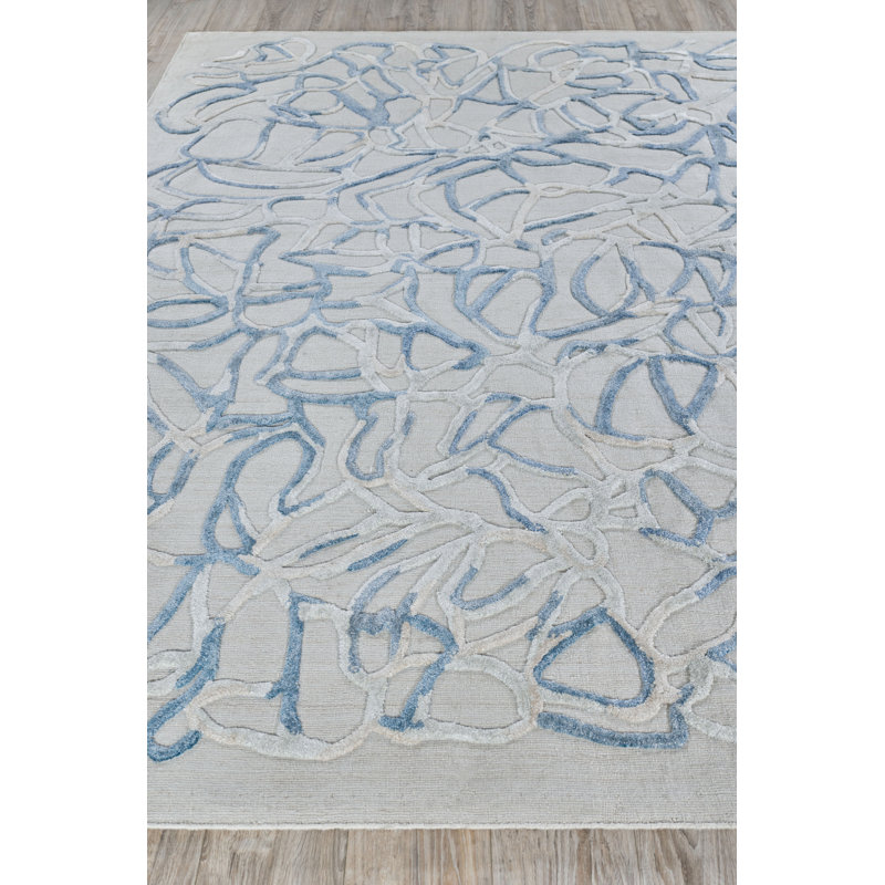 Goudy Hand-Loomed Blue Area Rug, Rectangle 8' x 10'