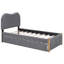 Lit plateforme simple tapissier avec pieds de support en bois et lit gigogne simple, gris