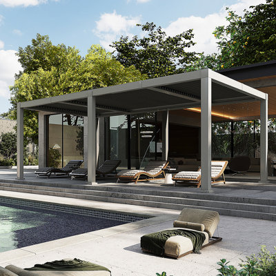 20 Ft. W x 12 Ft. D Outdoor Pergola, Louvered Pergola, Aluminum Pergola for Patio