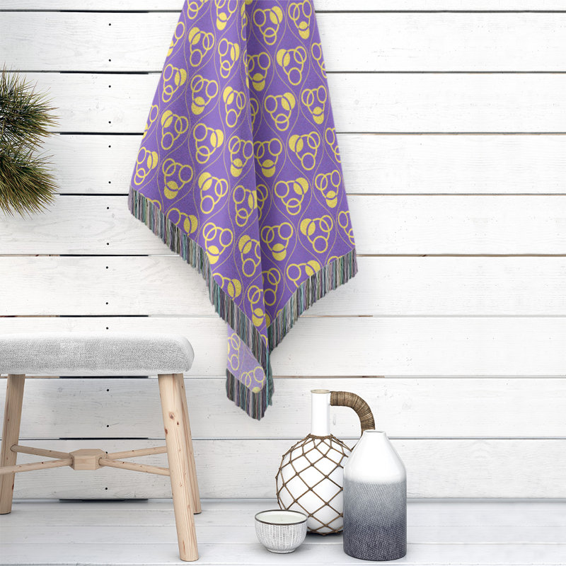 Couverture en coton tissé Classic, L 37 po x L 52 po, Mauve/jaune