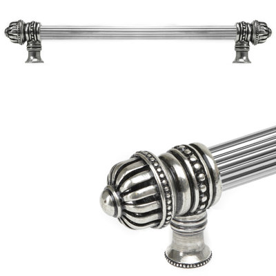 Cricket Cage 22 inches c.c. with 5/8 reeded center long pull small finial in Platinum
