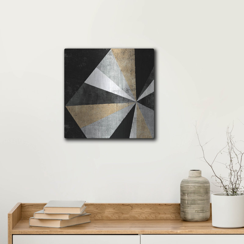 Art mural en métal luxueux «Triangulawesome 1 Bwg» par Michael Mullan, H 12 po x l 12 po