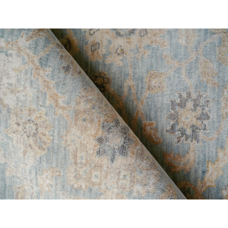 Artisan Power Loomed Wool/Nylon Oriental Area Rug in Light Blue/Tan/Black, Rectangle 8' x 10'
