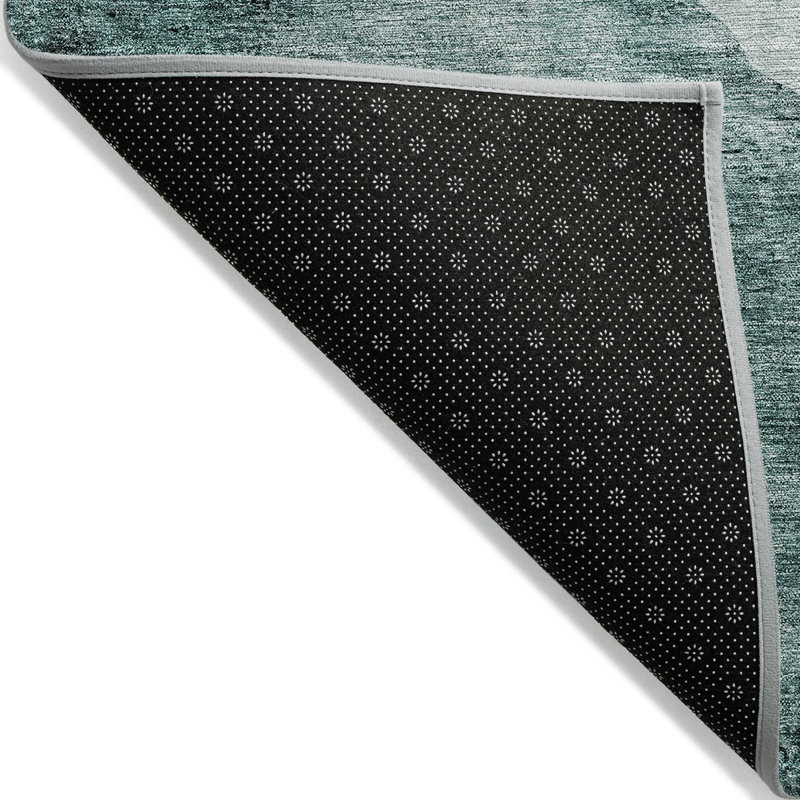 3' X 5' Teal Blue Aqua And Mint Green Abstract Washable Indoor Outdoor Area Rug