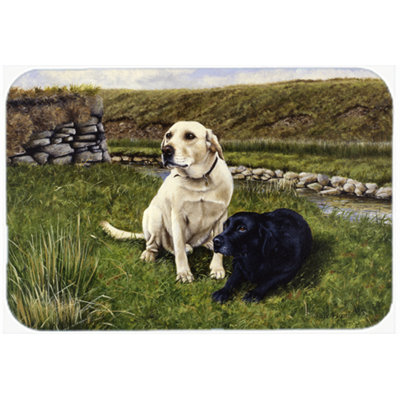 Caroline's Treasures Yellow and Black Labradors Glass Cutting Board