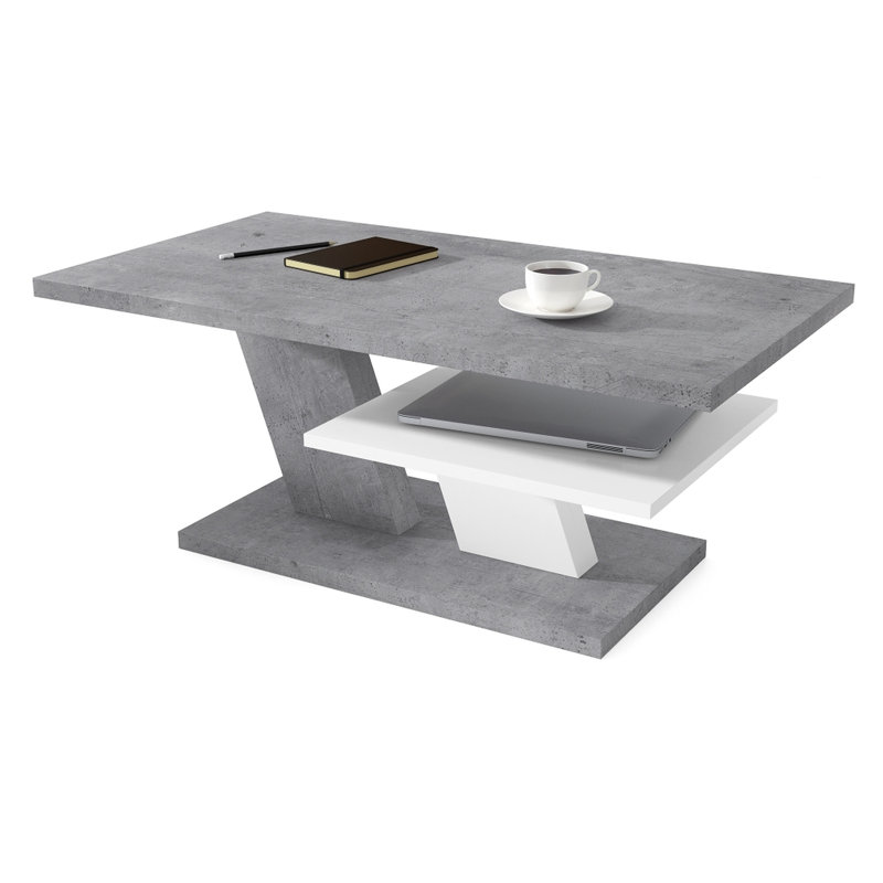 Cliff Pedestal Coffee Table, Concrete/White