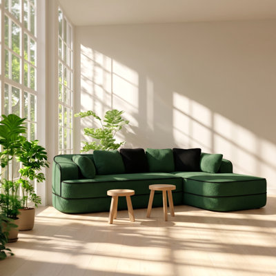 Canapé modulaire en tissu en forme de L Boucle Oasis l 74 po x P 34,2 po x H 36,6 po
