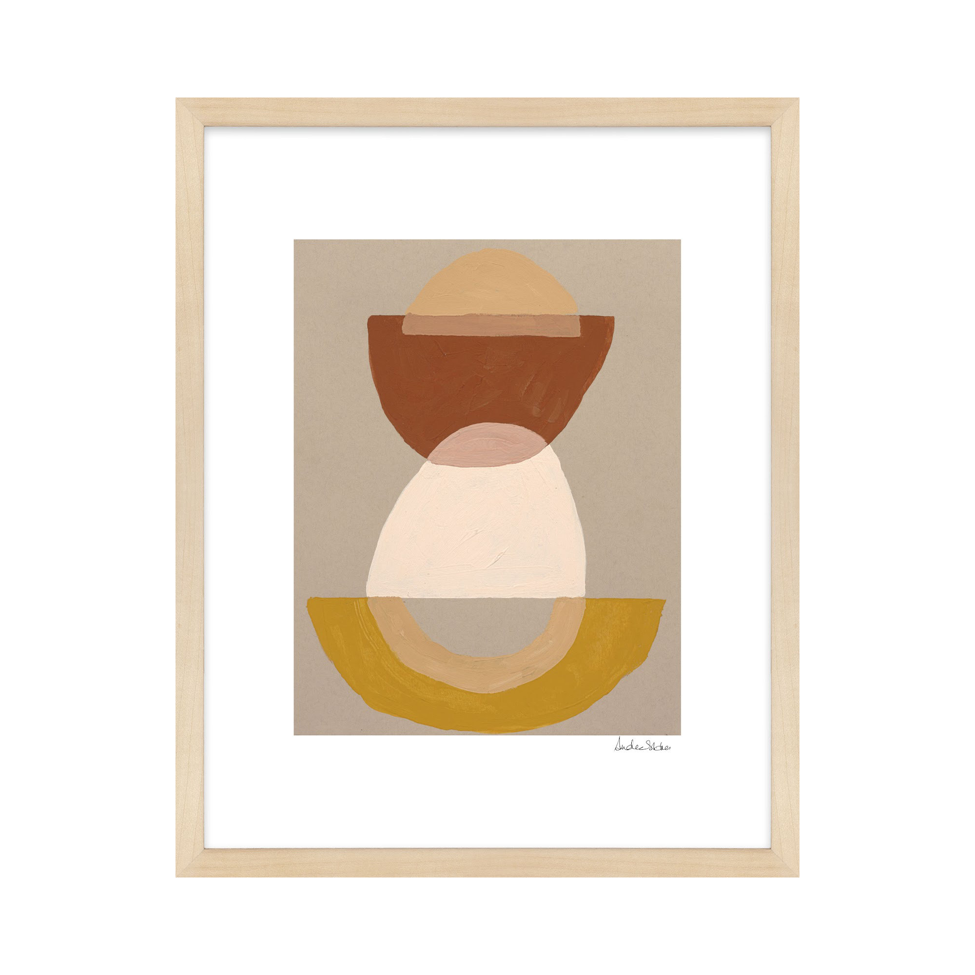 Composition 01 by Andrea Stokes, 20" H x 16" W x 1.25" D, Brown Framed