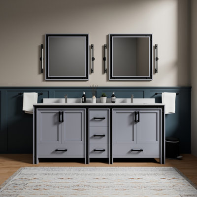 Dark Grey Double Bath Vanity 80 in. W x 22 in. D, and 30 in. Mirrors
