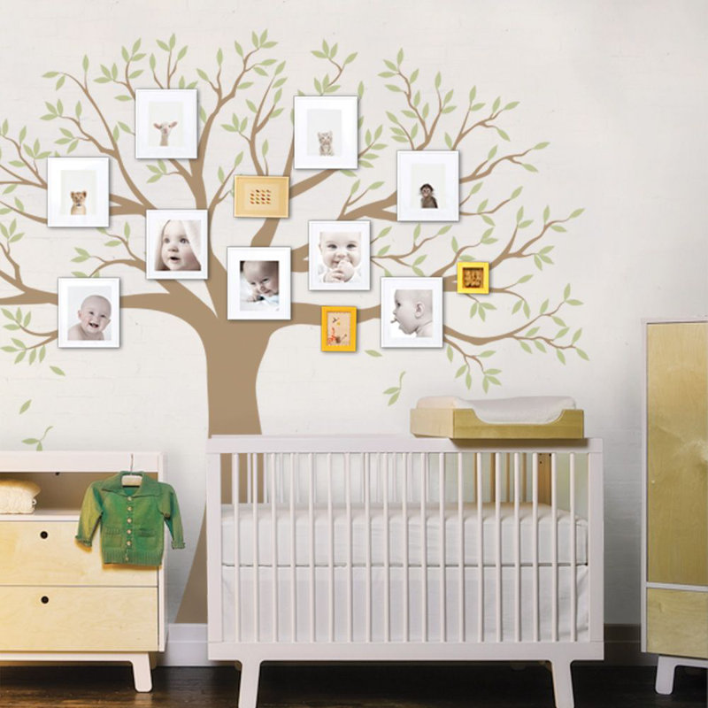 Adhésif décoratif arbre généalogique, Brun / Vert, 107 po X 90 po