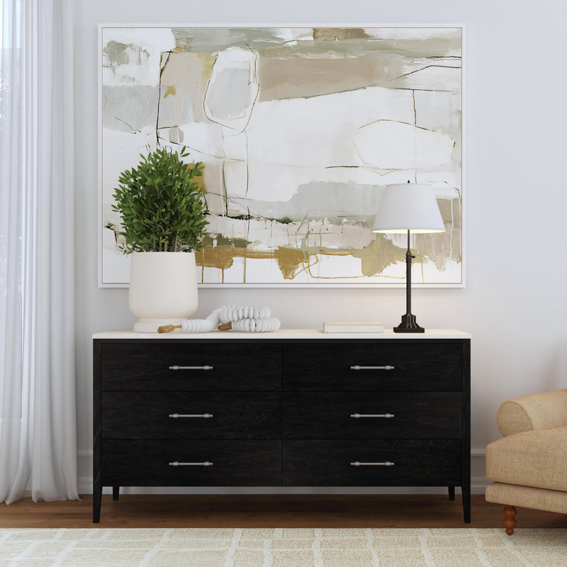 Isa Solid and Manufactured Wood 6-Drawer Dresser, Black