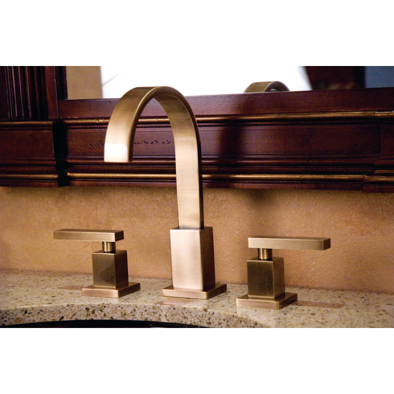 Secant Widespread Bathroom Faucet with Drain Assembly, Satin Brass (PVD)