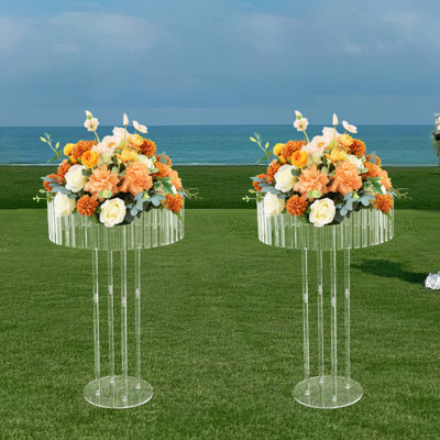2Pcs Wedding Flower Stand, Flower Holder, Single Tier Acrylic Wedding Flower Stand