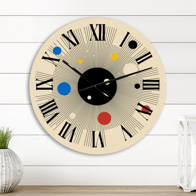 Horloge murale rétro à motif géométrique rétro aux couleurs vives II