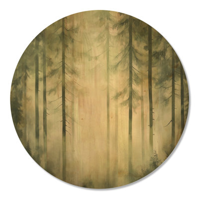 Décoration murale ronde en bois doux vert forêt brume