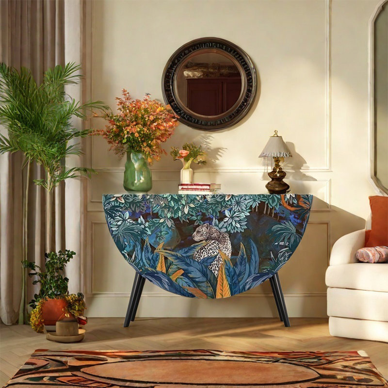 Spacious Pine Wood Frame Decorative Cabinet, Blue/Black