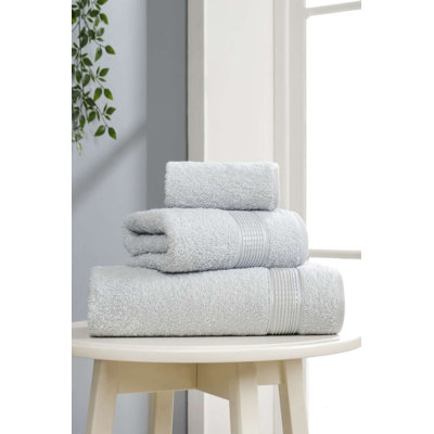 Premium 3-Piece Towel Set, Light Grey, 11.8 x 19.7 in (Wash Towel), 19.7 x 33.5 in (Hand Towel), 27.6 x 55.1 in (Bath Towel) | 100% Soft Cotton, Machine Washable | Luxurious Absorbency & Comfort for Home Spa