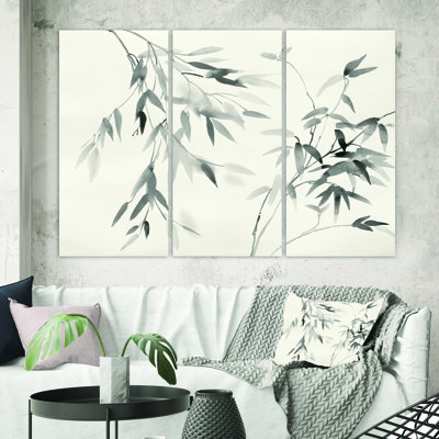 " Bamboo Leaves II " 3 Piece Art Painting