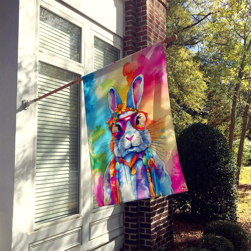 Drapeau de la maison d'un lapin hippie