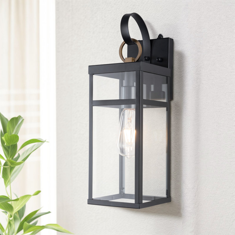 Applique murale d'extérieur en fer noir ETL avec crépuscule à l'aube 1 lumière H 17 po Suniga