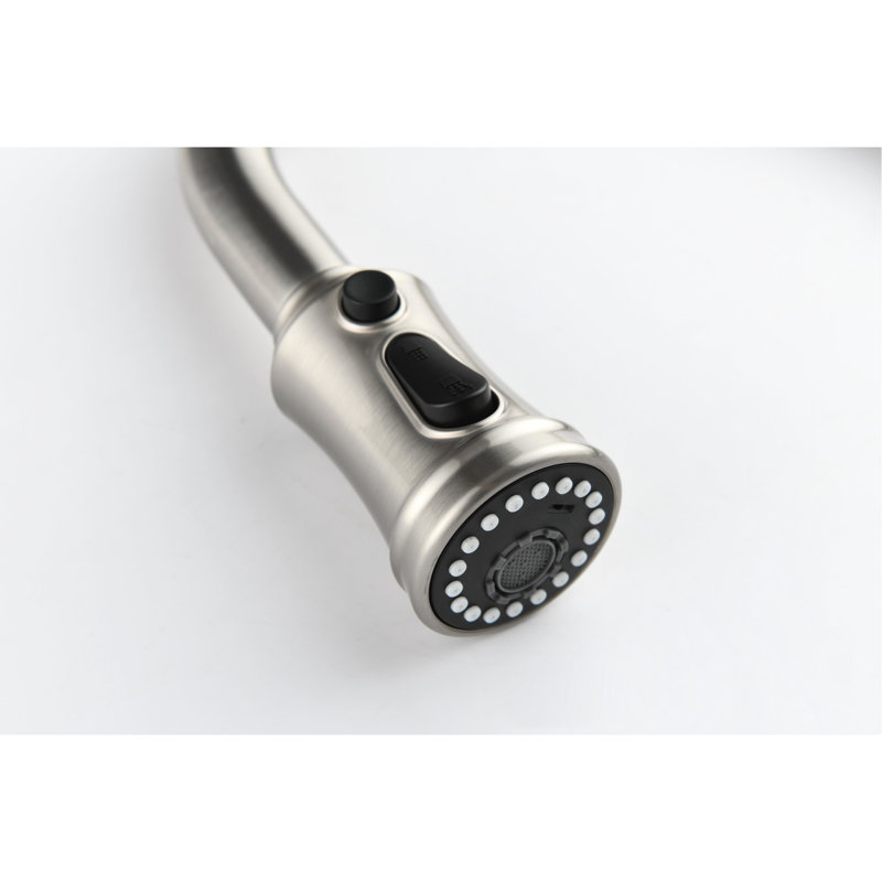 Robinet de cuisine en nickel brossé avec poignée simple et fonction de contrôle de température rétractable, Nickel brossé