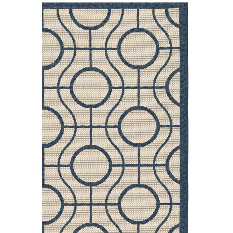Arneshia Geometric Beige/Blue Indoor/Outdoor Area Rug